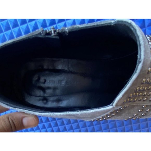 Anine Bing Low Charlie Gray Studded Suede Ankle Boot - Picture 4 of 12